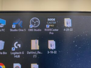 obs studio and rode caster pro programs on computer