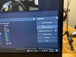 start recording button on obs studio