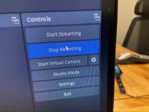 obs studio stop recording button