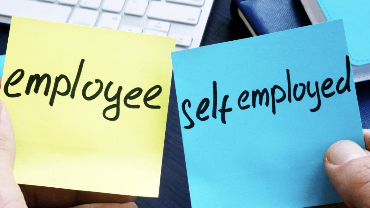 employee vs self-employed written on sticky notes