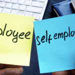 employee vs self-employed written on sticky notes