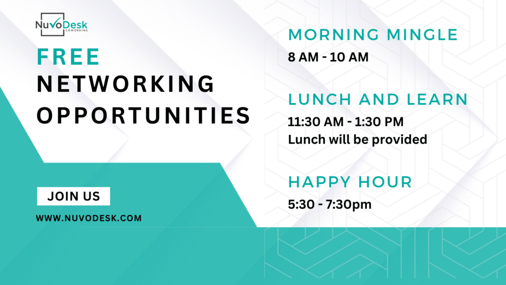Free Networking Opportunities at NuvoDesk ‣ NuvoDesk Coworking Free Networking Opportunities at NuvoDesk