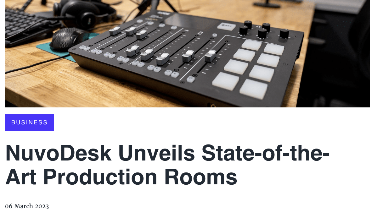 press release: NuvoDesk Unveils State-of-the-Art Production Rooms