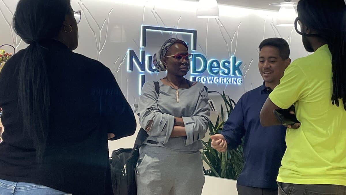 Colleagues chatting at NuvoDesk