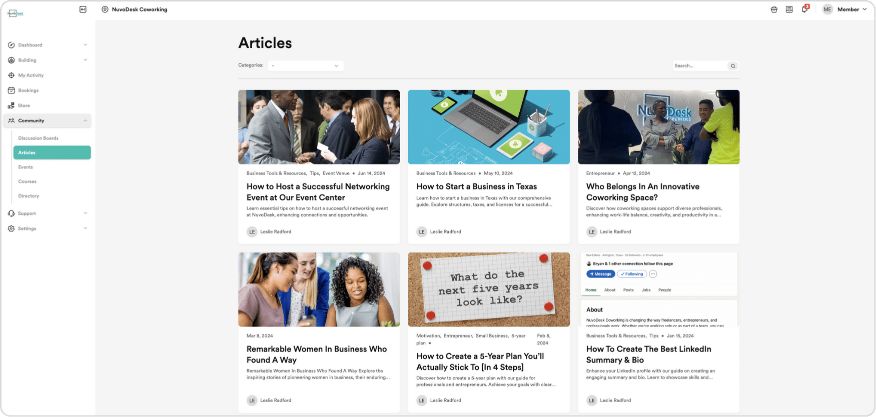NuvoDesk Articles tab ‣ NuvoDesk Coworking NuvoDesk Articles tab