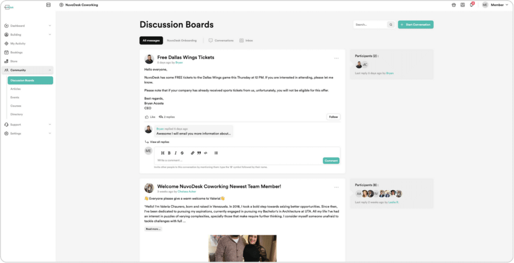 NuvoDesk Discussion Boards tab