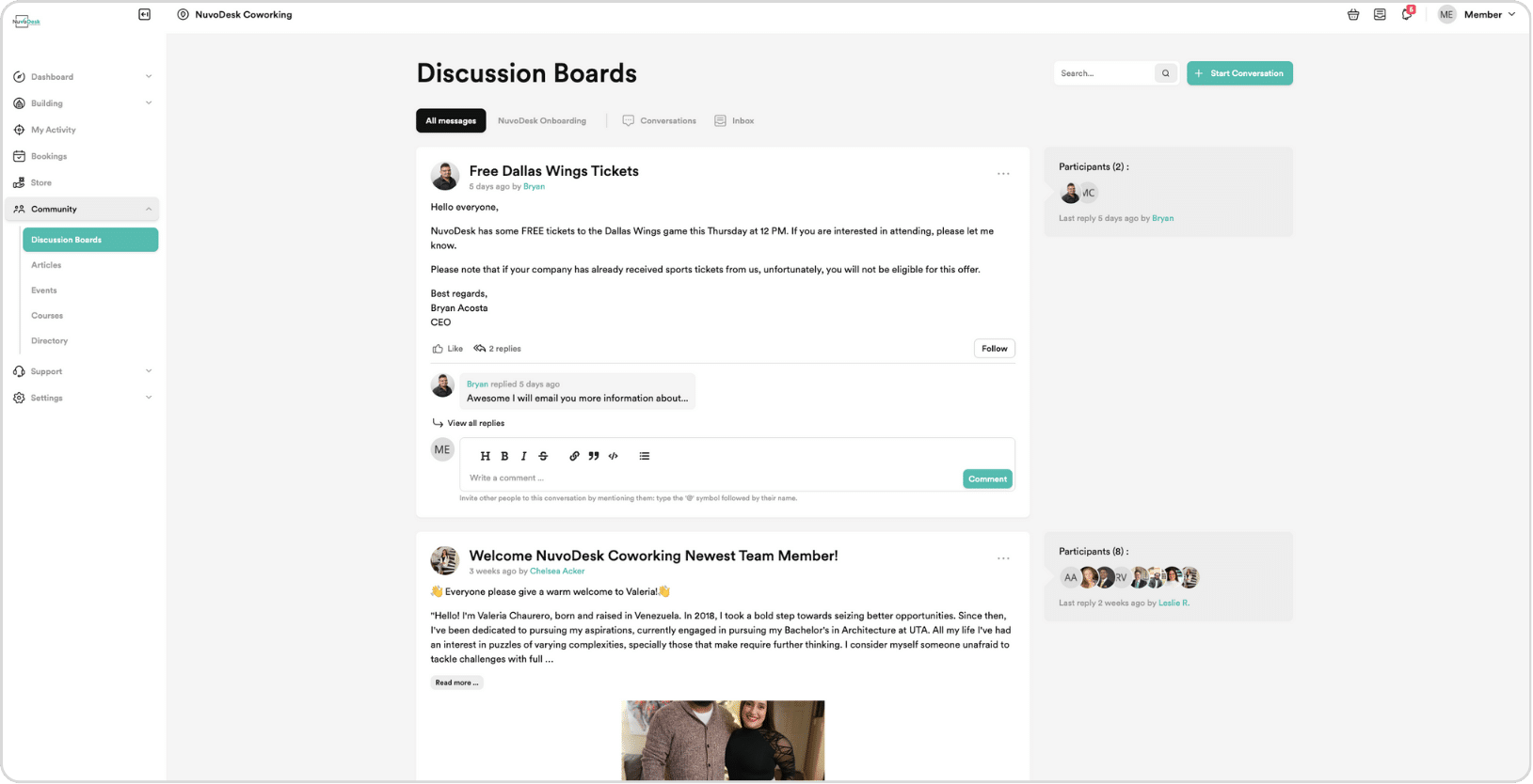 NuvoDesk Discussion Boards tab ‣ NuvoDesk Coworking NuvoDesk Discussion Boards tab