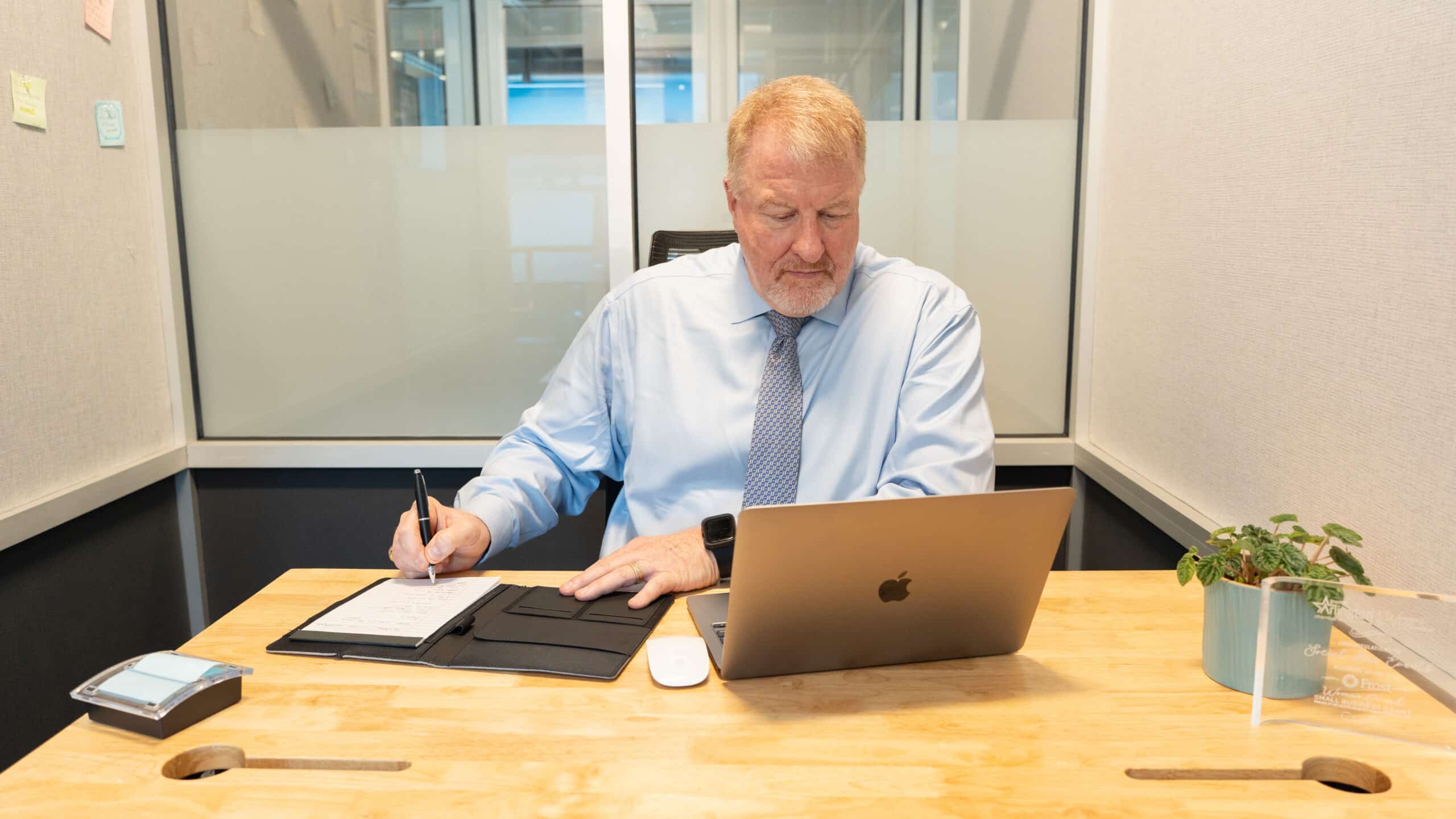 Dan Dalton working at desk in a NuvoDesk Coworking private office